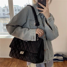 

2021 Lingge Nylon Bag Large Capacity Retro Chain Diagonal Single Shoulder Bag Shopping Travel Fashion Women's Portable Tote Bag