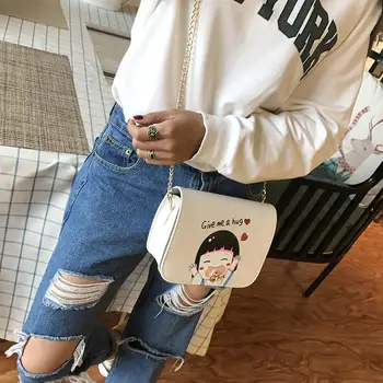 

Girl'S Small Wide shoulder strap Bag Chain Bag Shoulder Bag South Korea College Style Students Versatile Mini Cute Bag pu