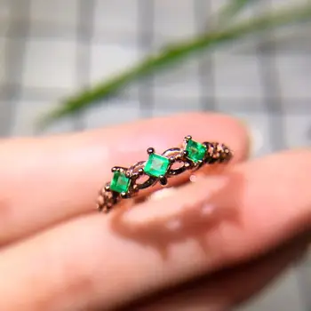 

shilovem 925 sterling silver Natural Emerald Ring fine Jewelry women trendy wedding Christmas gift open 3*3mm yhj0303828agml