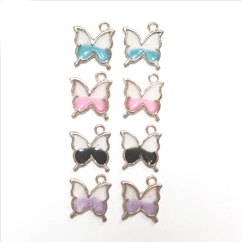 

10pcs Drop Oil Pearlescent Butterfly Animal Alloy Jewelry Accessories for The Production of Jewelry Pendants Enamel Pendants