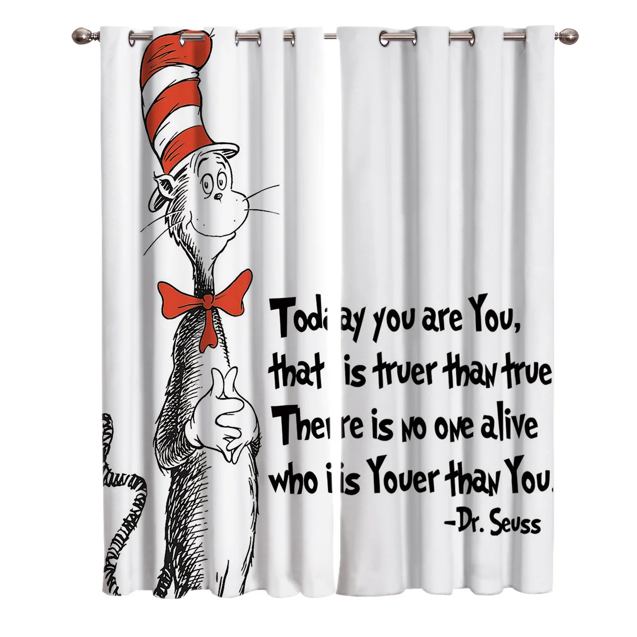Sox Cat в высокой шляпе нарисованные вручную Dr. Seuss оконные занавески для окон