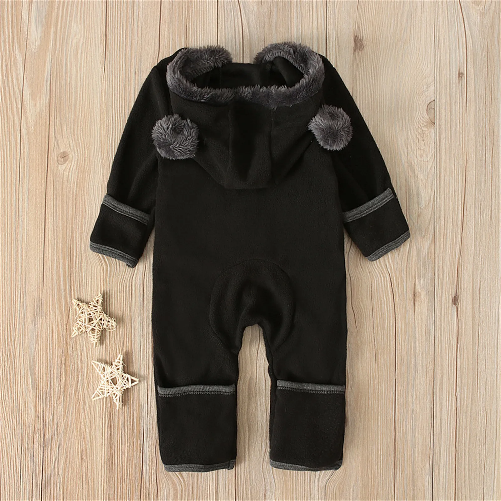 Cute Footies Newborn Clothes Baby Girl Boy Fuzzy Hooded Romper Winter Warm Baby Long Sleeve Bear Ears Zipper Jumpsuit 0-24M baby clothes baby sleepsuit bear hooded jumpsuit