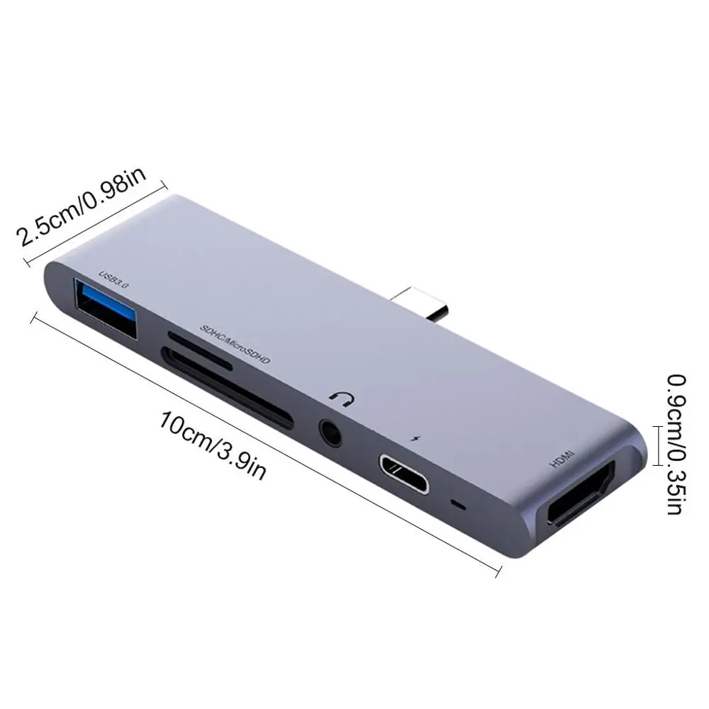 USB C Hub 6 in 1 USB C to 4K HDMI Adapter with USB3 0 SD TF Card Reader 3 5mm Headphone Jack PD Charger
