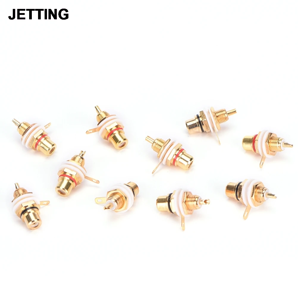 10pcs Chassis Phono Connector With Nut Solder Cup Panel Mount Gold Plated RCA Female Plug Jack Audio Socket Amplifier