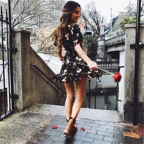 Женское шифоновое пляжное платье с глубоким V-образным вырезом | Женская одежда