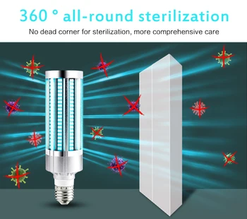 

60W UV Germicidal Lamp UVC E27 LED Bulb Household Ozone Disinfection Lights Bulb uv sterilizer UV lamp uv sanitizer dropship