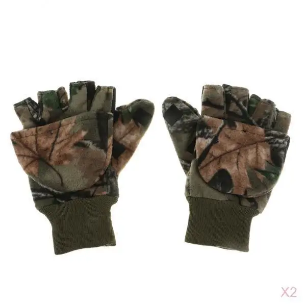 2 пары зимних теплых перчаток, перчатки без пальцев с рукавицей, чехол для рыбалки/охоты/велоспорта/фотографии/стрельбы