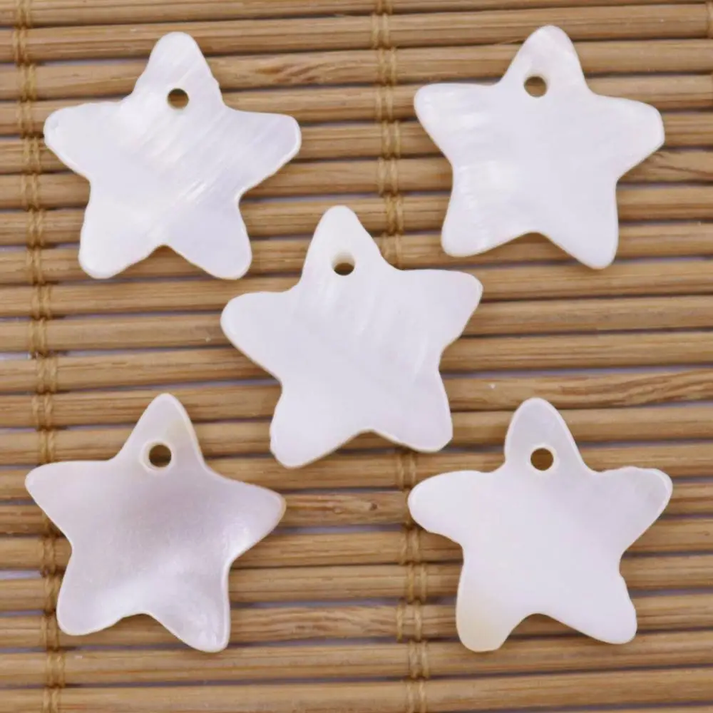 5 шт. звезда оболочки натуральный белый перламутровый верх отверстие для