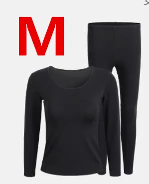 New XiaoMi Cottonsmith man woman Soft and comfortable underwear set Silky and soft Autumn Warm clothing Close-fitting clothes - Цвет: Women (Black)