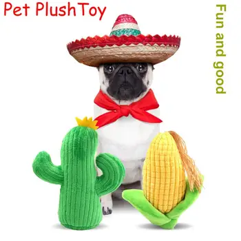 

Pet Toy Plush Corn Cactus With BB Sound And Bite Resistant Sound Toy Durability Plush Dog Toys Squeak Chew Sound Interactive Toy