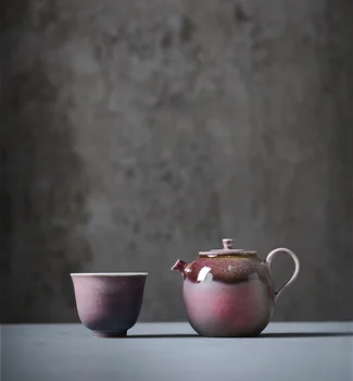 

250ml Noble pot Chinese Retro Handmade Random Texture Color Glaze High Temperature Firing Ceramic Teacup Porcelain teatop
