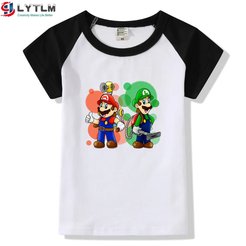 LYTLM Mario Bros/футболка детская одежда для маленьких мальчиков Новое поступление, детская одежда для девочек vetement enfant fille/осенние Топы для маленьких девочек - Цвет: DX Raglan Black