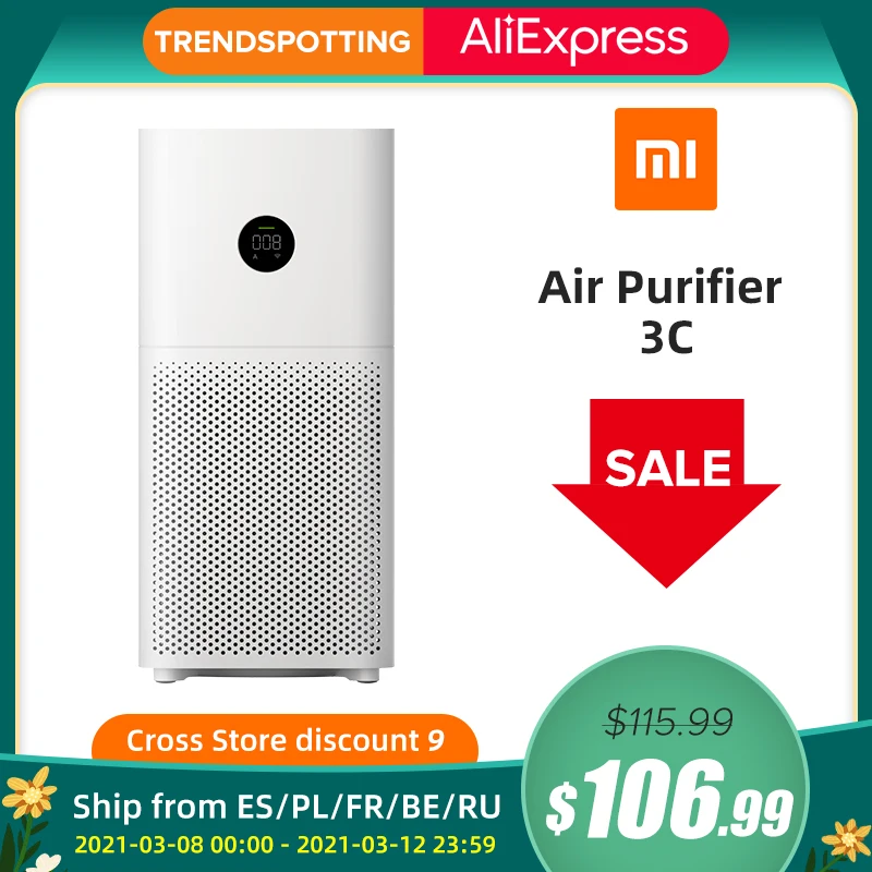 Xiaomi Mijia Mi Air Purifier 3C Digital LED display HEPA filter Xiaomi Home WIFI app + AI voice Smart control for good quality