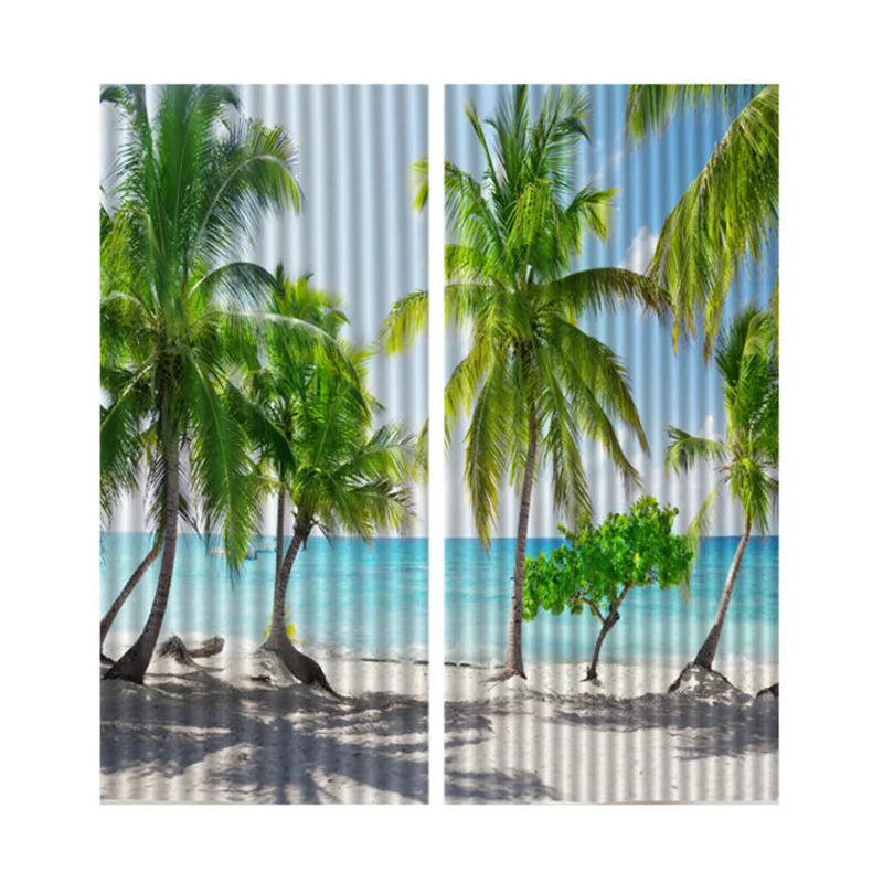 2pcs Set Panels Room Decoration Thermal Insulated 3D Window Curtain 55 x 39 Inch