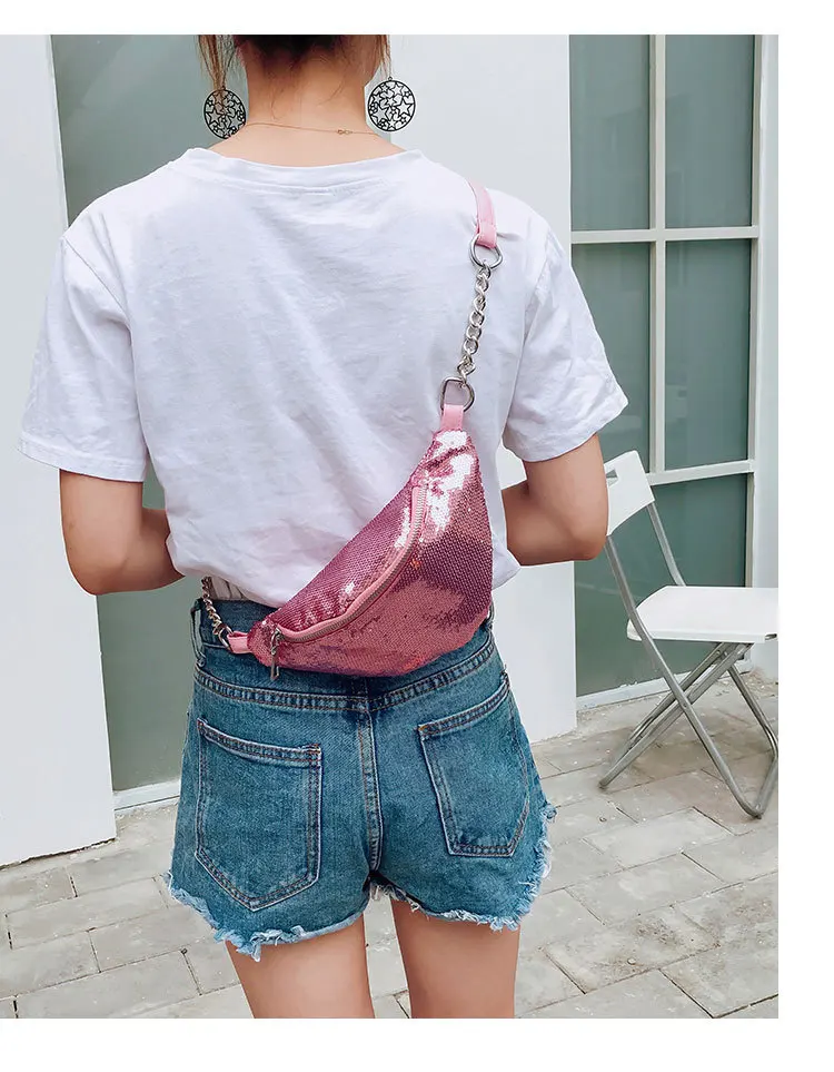 New Style Korean-style Sequin Running Bag WOMEN'S Multi-functional Outdoor Travel Sports Running Bag
