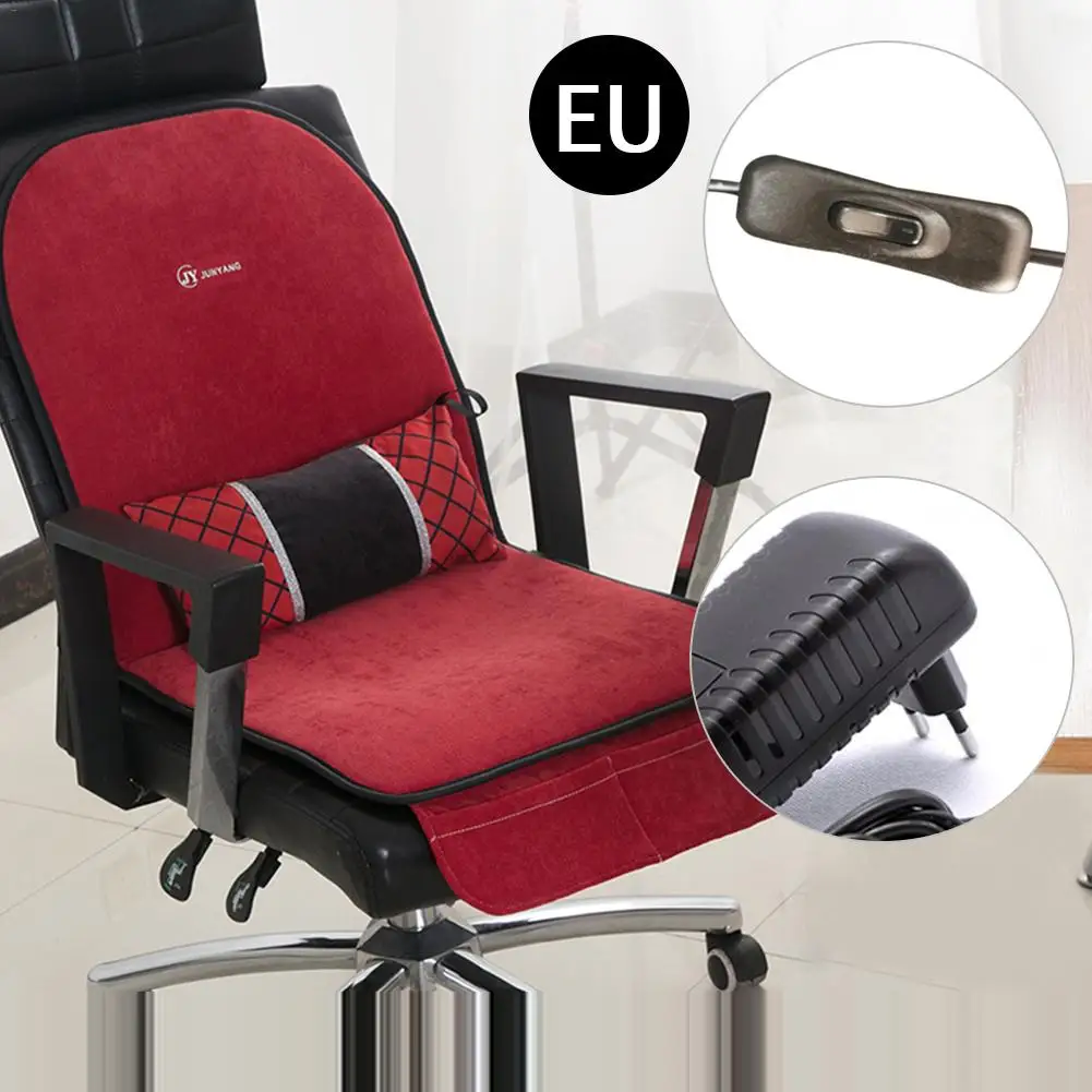Red EU 3 pin 1 нагревательная Подушка Разогревающий коврик подушка для сидения задний нагрев 220v 60w - Цвет: Red EU