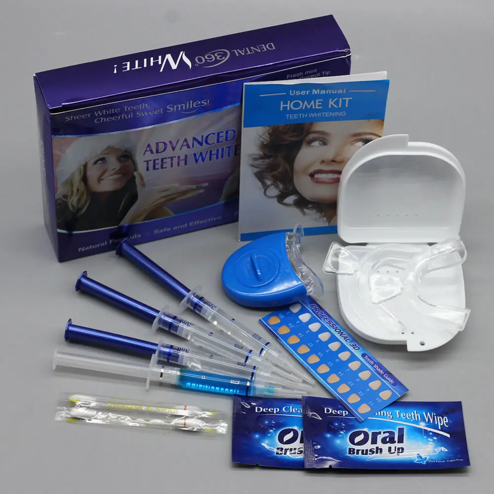 Teeth Whitening Kit With 4 Gel 2 Strips 1 Light 1 Box Tooth Whitener Bleach Bright White 3D Oral Hygiene Dental Care Bleaching