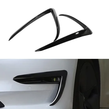 

for Tesla Model 3 Car Front Fog Eyebrow Trim Light Lamp Frame Sticker Cover Grill Grille Parts 2Pcs