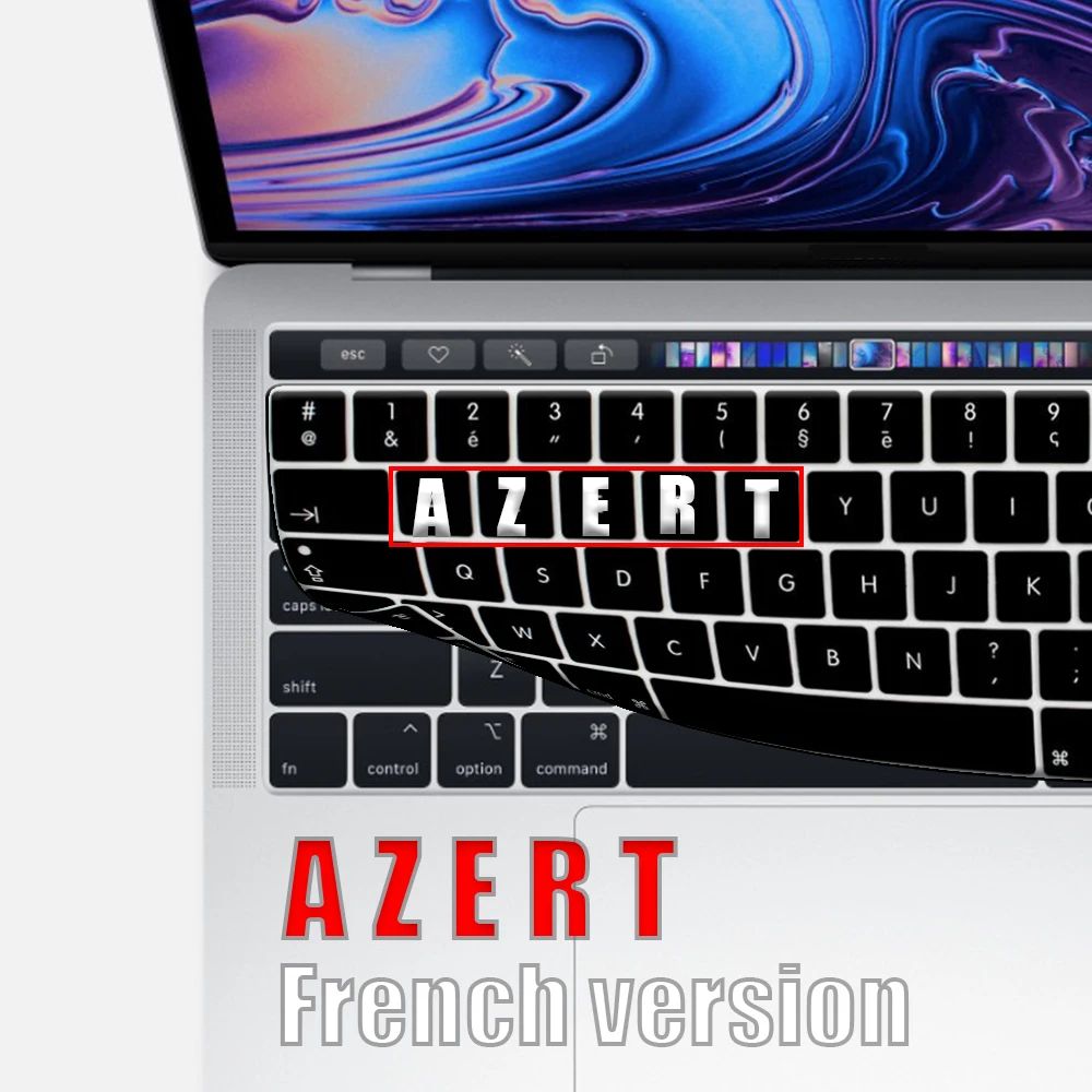 

French version Laptop Keyboard CoverFor macbook pro13 15"A2159A1990 A1706 A1932 A2289 EU AZERT Keyboard Protective Film Silicone