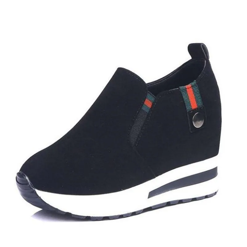 

2020 Flock New High Heel Lady Casual black/Red Women Sneakers Leisure Platform Shoes Breathable Height Increasing Shoes