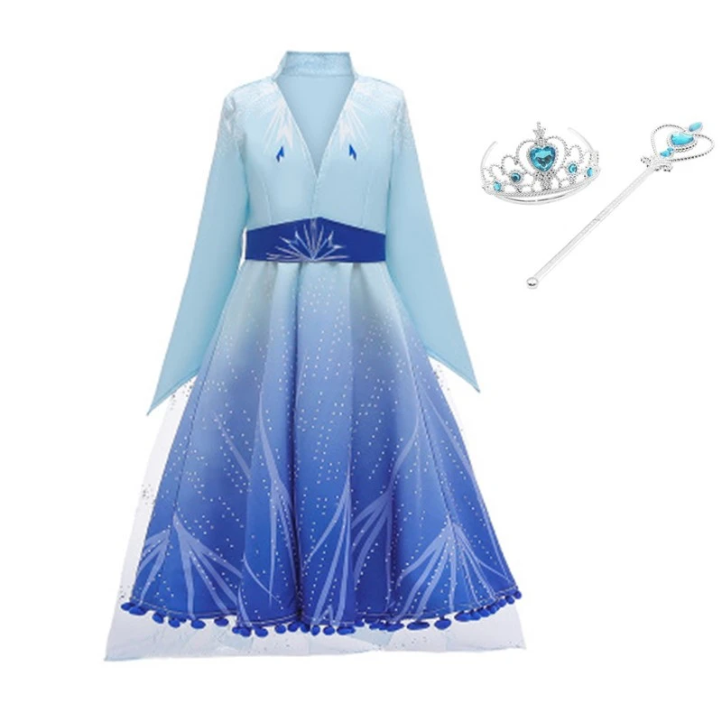 Elsa 2/платье для девочек; платье принцессы Анны платье принцессы Снежная Королева Эльза Косплэй Детский костюм вечерние платье для детей vestidos