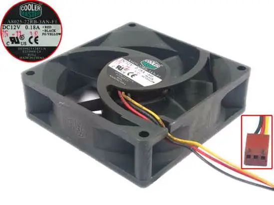 

Cooling Master A8025-22RB-3AN-F1 DC 12V 0.18A 80x80x25mm 3-Wire Server Cooling Fan