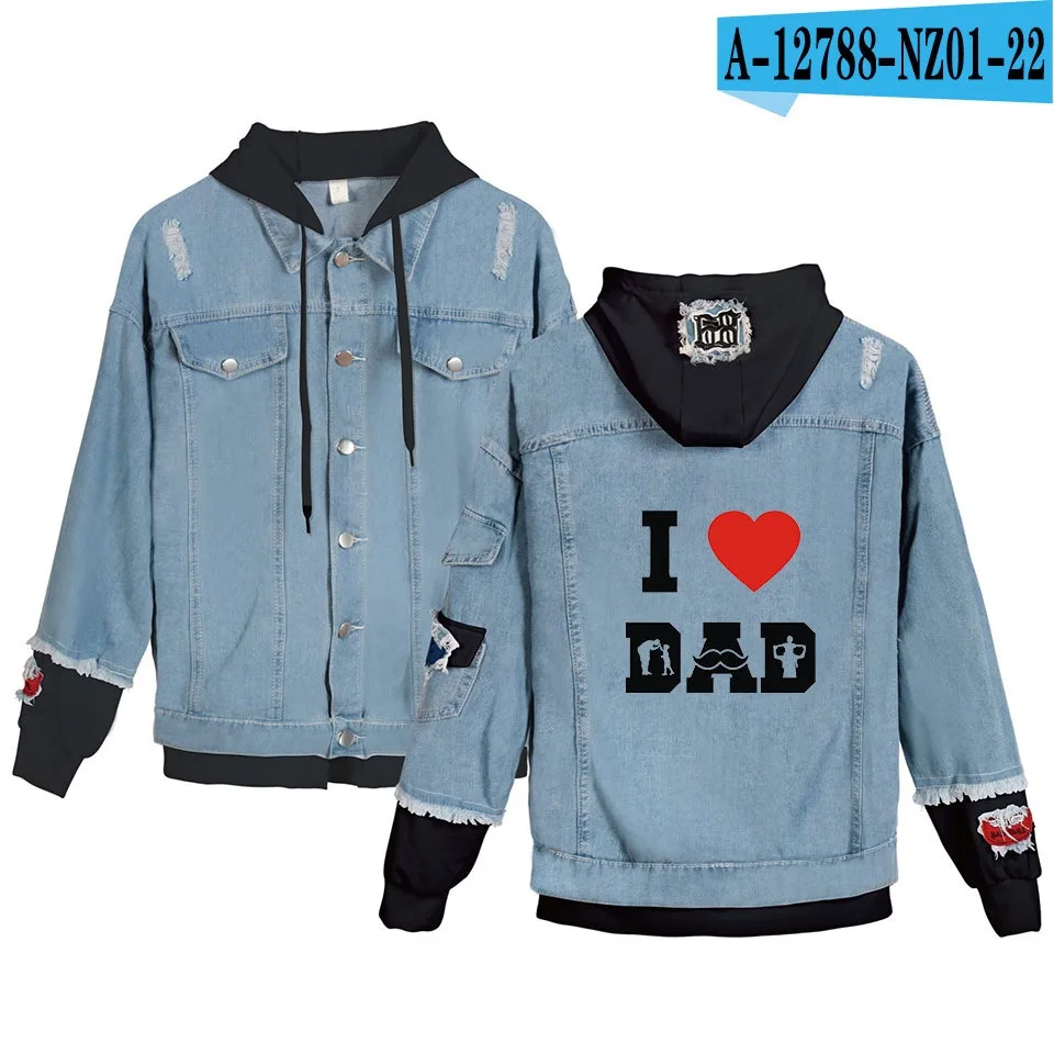 Thanksgiving Days Unisex Denim Jackets Men's Cowboy Bomber Hoody Jacket Super Dad Father Gift Winter Coats - Цвет: D3