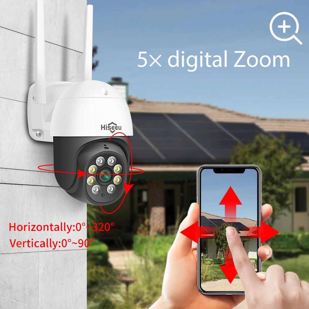 Hiseeu PTZ WIFI IP Dome 3MP Camera 2MP 1080P Outdoor Waterproof Security Speed Camera SD Card Wireless IP Camera App View
