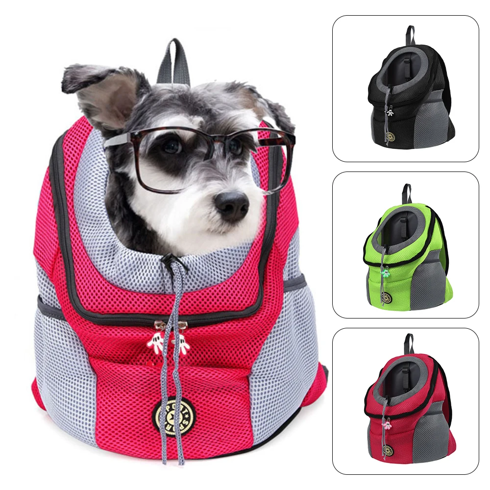 

New Out Double Shoulder Portable Travel Backpack Outdoor Pet Dog Carrier Bag Pet Dog Front Bag Mesh Backpack Head