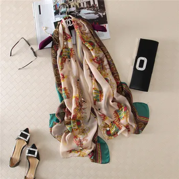 

New Style Women Chinese Classic Silk Spring and Autumn Chiffon Fashion Print scarf Popular ladies Beach Shawl quality Headscarf