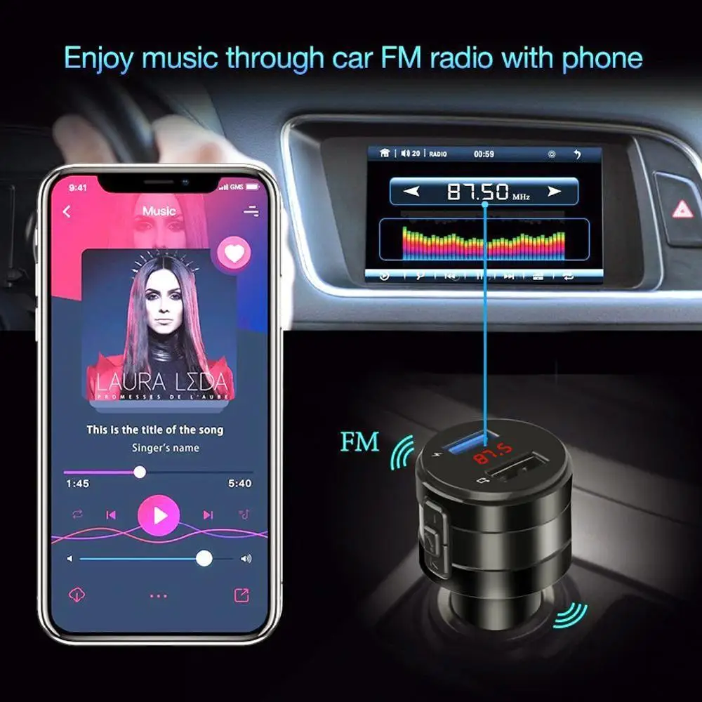 Bluetooth FM передатчик MP3 плеер Handsfree автомобильный комплект Поддержка U диск AUX 3.1A двойной USB зарядное устройство адаптер питания для автомобиля dvr радио