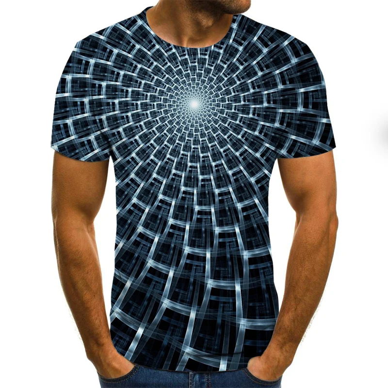 

2020 Nieuwe Casual Mannen T-shirt Zomer Mode Korte Mouwen 3D Ronde Hals Tops Visuele Patroon Shirt Oversized Mannelijke t-shirt