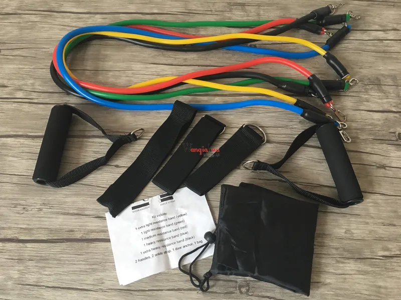 11 Pieces Chest Expander Pulling Rope Resistance Elastic Band Set Power Training Hairband Door-mounted Spring Exerciser