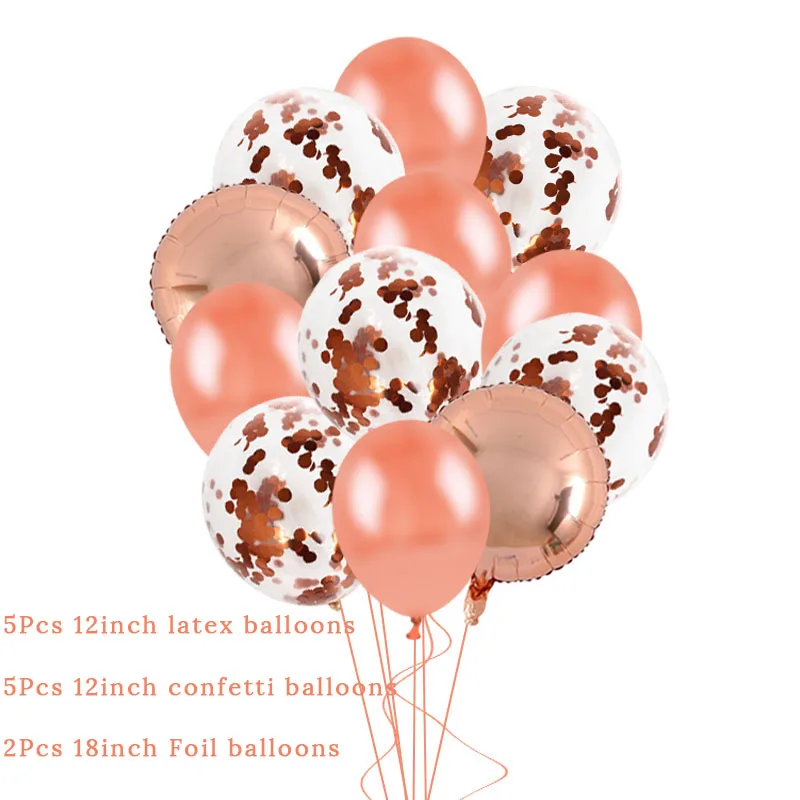 12pcs balloon WEIGAO Rose Gold Confetti Balloons Heart Balloon Foil Star Balloons Decor Bridal Shower Birthday Wedding Ballon Party Decoration - Цвет: 12pcs balloon