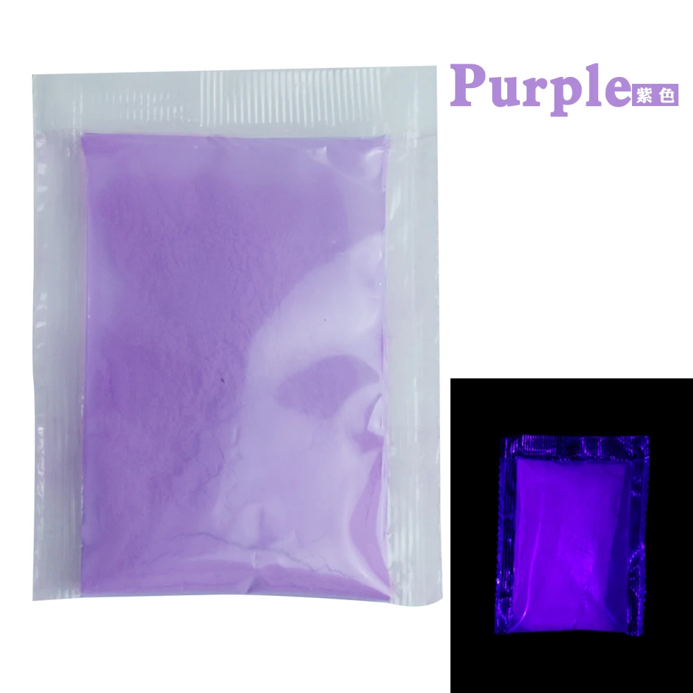 Glow in the Dark Leuchtstoff Pulver Glänzende für DIY Nagel Home Party Dekoration 10g Lila Phosphor Pigment Leuchtenden Pulver