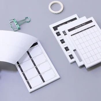 

1pc Creative Study&Work Plan Kraft Paper Memo Pad Kawaii Stationery Office Accessory School Supplies To Do List