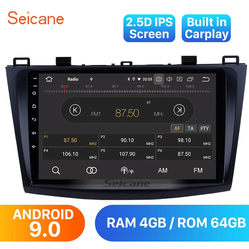 Best Seicane 9 inch Android 9.0 IPS Car GPS Navi Multimedia Player For 2009 2010 2011 2012 Mazda 3 Axela Stereo Unit With Carplay RDS