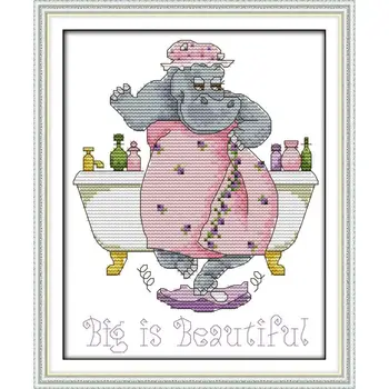 

Joy Sunday Cross Stitch Kit Big Is Beautiful CuteCartoon Baby Room Decor Printed Fabric Pattern For Embroidery Counting Patterns
