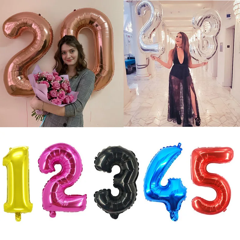 1 шт. 40 дюймов черные розовые золотые шары из фольги в виде цифр Babyshower и