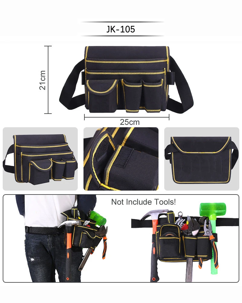 Hardware Tool Repair Kit Storage Bag Oxford Cloth Tool Belt Bag for Electric Drill Wrench Clamp Hammer Multi-pockets Waist Bag waterproof tool bag