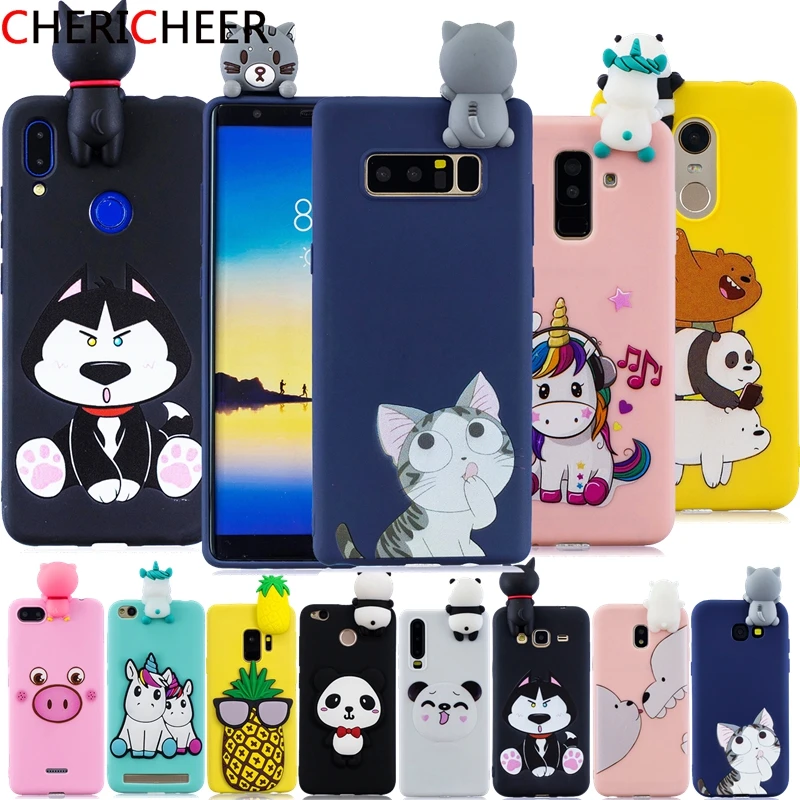 3D игрушки силиконовый чехол для samsung Note 8 9 единорог мультфильм бампер Galaxy |