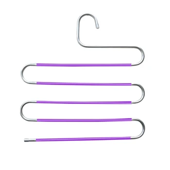 

Multi Layers Pants Hangers S-Shape Closet Storage Space Saving for Trousers Home Room NIN668