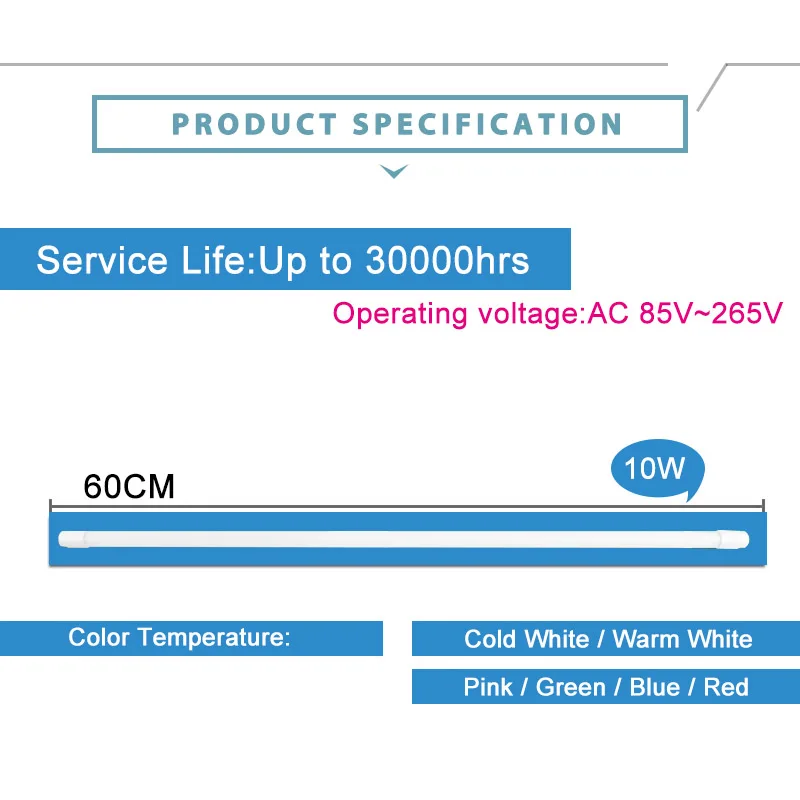 Светодиодный трубки T8 светодиодный потолочный светильник супер яркий 60 см 10 Вт светодиодный потолочный светильник Lampara труба настенная лампа светильник для дома светильник высокого Мощность холодной теплый белый 220V