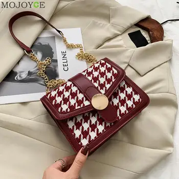 

Vintage Lattice Pattern Flap Shoulder Handbag Autumn Winter Fashion Women PU Leather Street Messenger Bag Commuter Trunk Totes