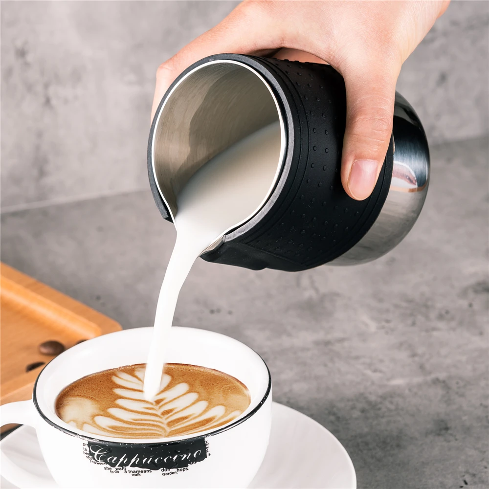 Heer kousen Te Rvs Siliconen Melk Opschuimen Werper Espresso Koffie Barista Craft Latte  Cappuccino Melk Crème Frother Cup Kruik Maker|Melkkan| - AliExpress