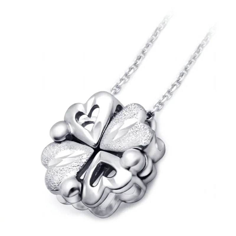 Lucky Platinum PT950 белый настоящий однотонный Золотой 4 листный клевер подвеска