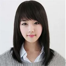 Модные средней длины черный прямой Женский Косплей вечерние волосы парик