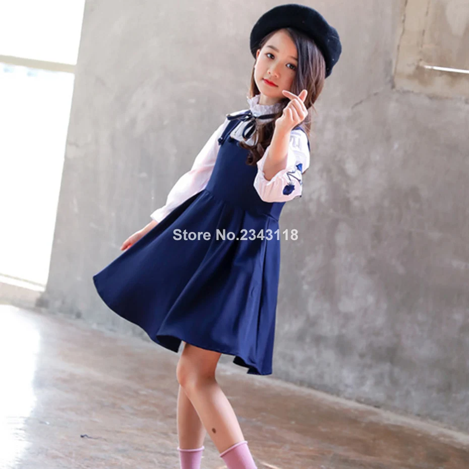 

Girls Clothes Set Embroidery Blouse+dress 2 Pcs Autumn Suit For Girls Casual Children's Set Winter Teen Girls Clothing 4 6 8 12