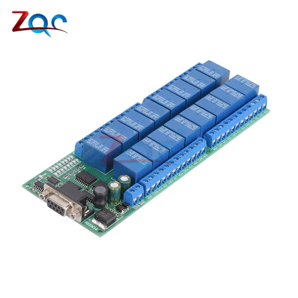 Dc 12v R223c16 16 Channel Relay Board Rs232 Db9 Female Interface Serial