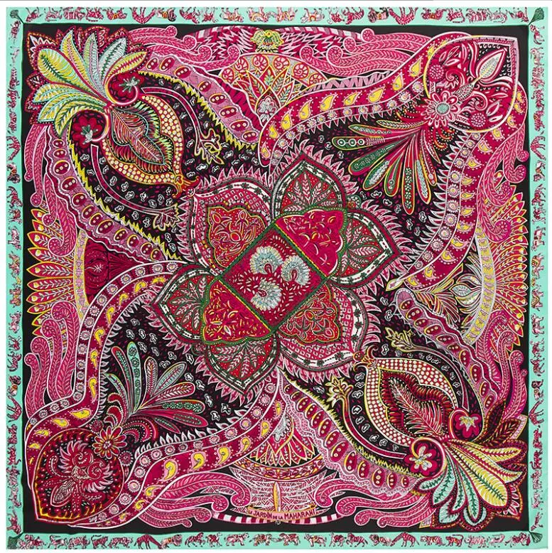 Silk Scarf Women Large Shawls Stoles Cashew Print Square Scarves Echarpes Foulards Femme Wrap Bandanas 130*130CM 3